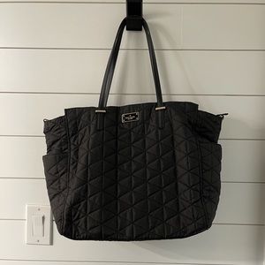 Kate Spade Black Quilted Diaper Bag with Changing Pad